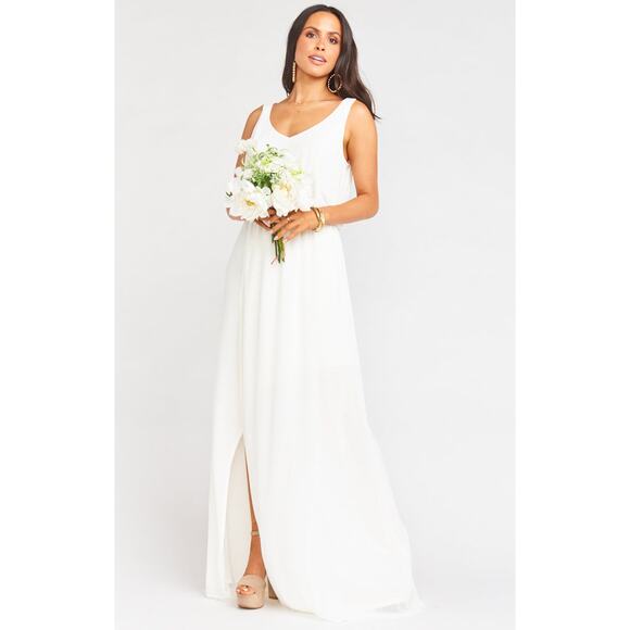 Show Me Your Mumu Kendall Maxi Bridal Dress Wedding Cake Chiffon M NWT - Picture 2 of 7